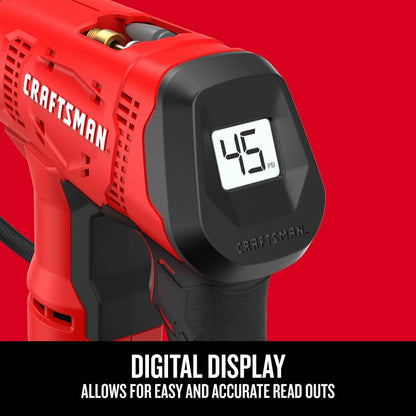 CRAFTSMAN V20 Air Compressor Portable, Cordless Tire Inflator, Up To 150 PSI Tire Pump, with Digital Pressure Gauge, Tool Only (CMCE521B) - Track Minded HPDE, LLC