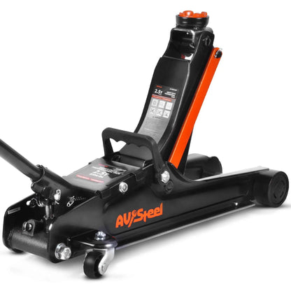 AV Steel Floor Jack 2.5 Ton (5500 lbs), Low Profile Floor Jack with Single Piston Pump, Heavy Duty Steel Hydraulic Jack for Car, Jack for Car with Lifting Range 3.4'' to 14.6'' - Track Minded HPDE, LLC