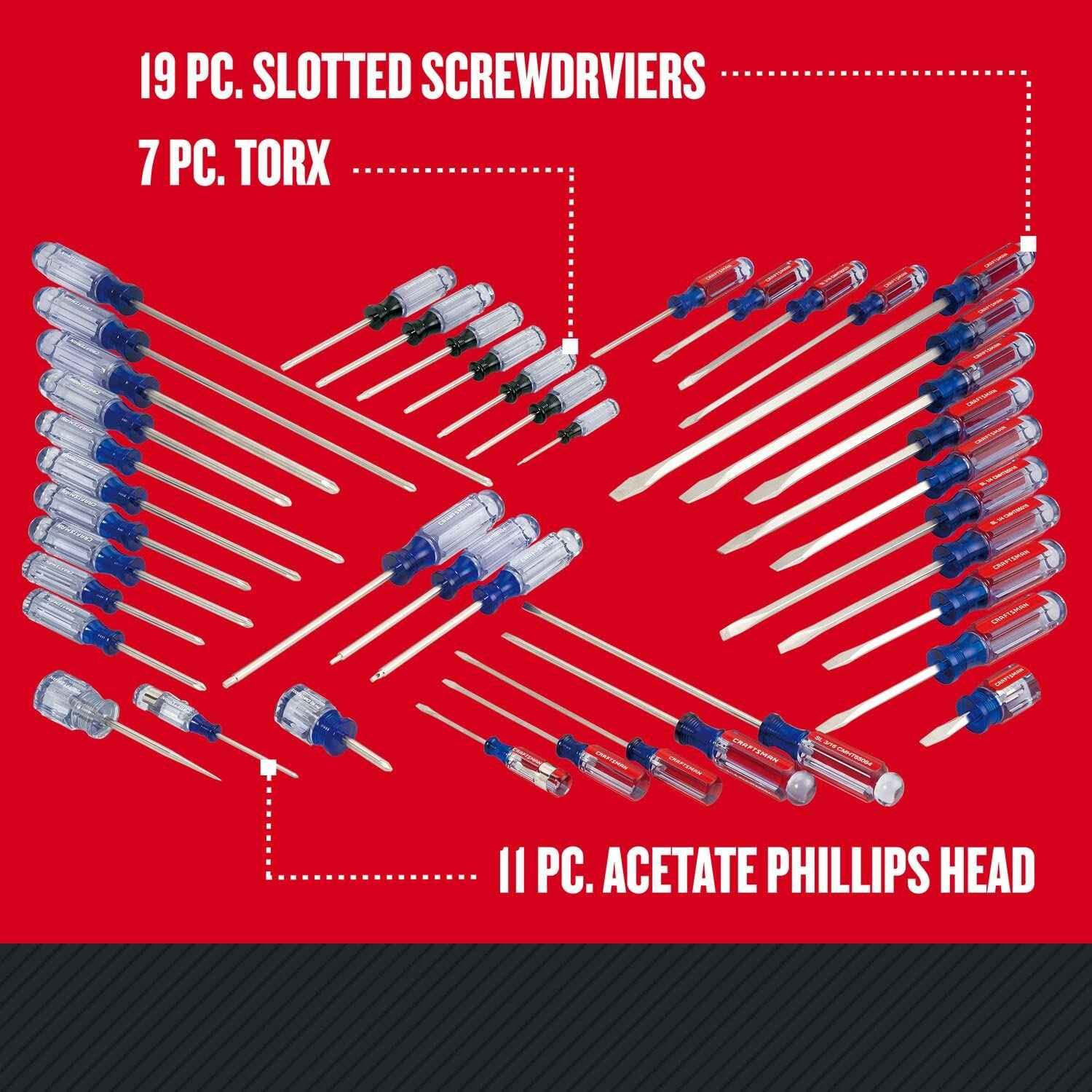 CRAFTSMAN Screwdriver Set, Phillips, Slotted, Torx, Acetate Handle, 42 Pieces (CMHT65300) - Track Minded HPDE, LLC