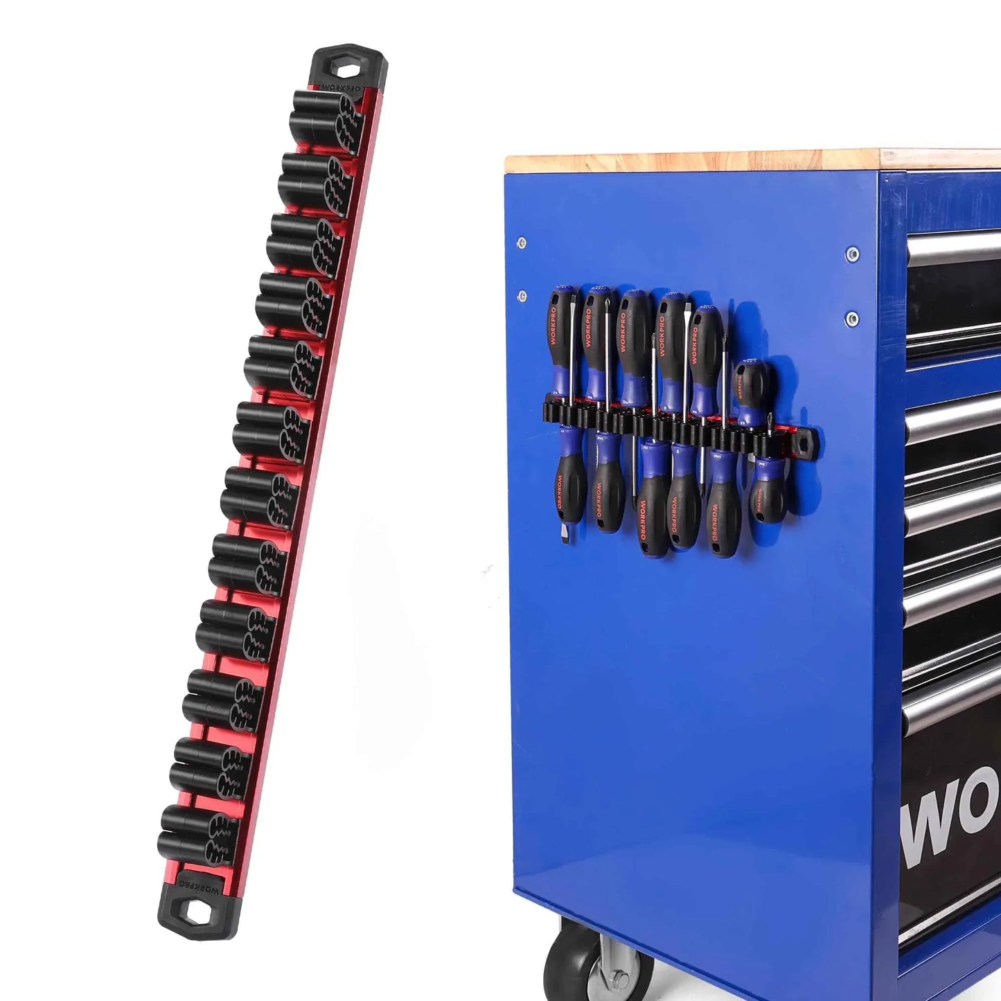 WORKPRO Magnetic Screwdriver Organizer and Wrench Organizer, Aluminum Rail Magnetic Tool Organizer, Tool Holder, Toolbox Organization, 12-Slot Screwdriver and Wrench Holder (Tools not Included) - Track Minded HPDE, LLC