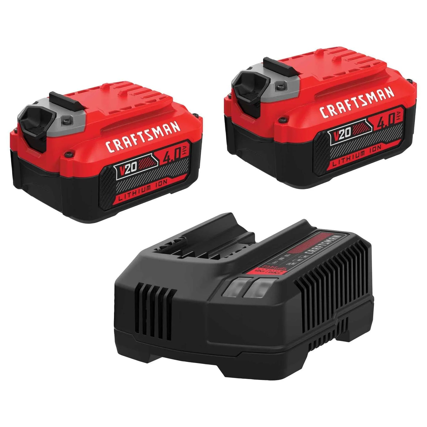 CRAFTSMAN 20V Power Tool Battery 2-Pack, Lithium-ion with Charger (CMCB204-2CK) - Track Minded HPDE, LLC