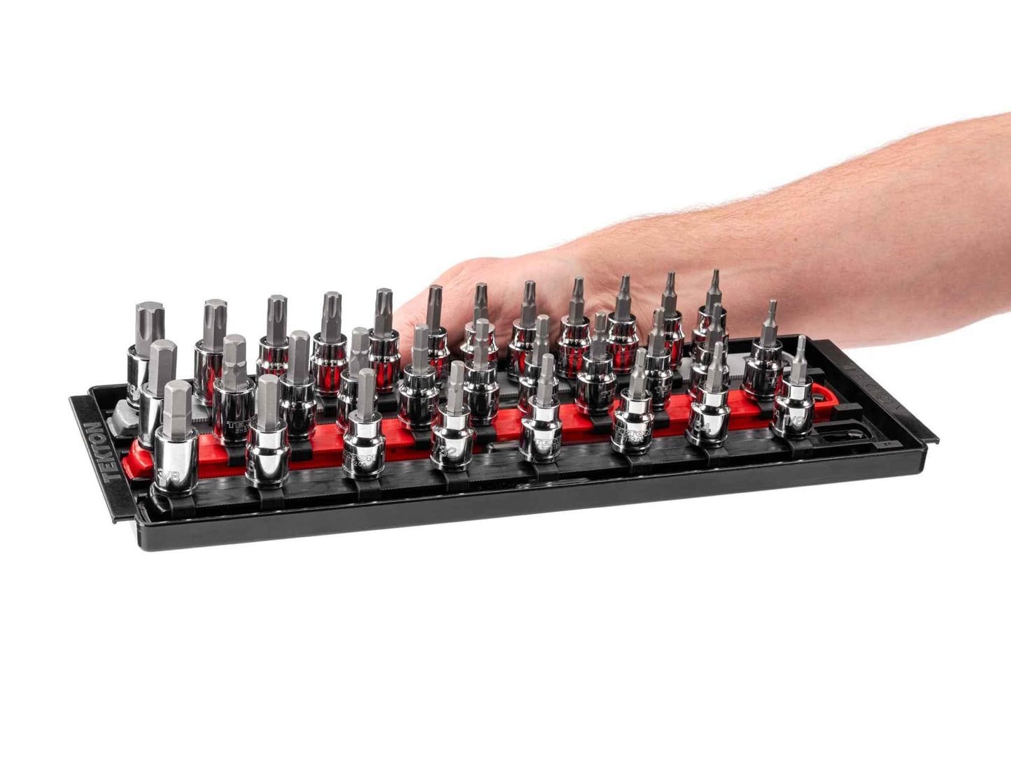 TEKTON 3/8 Inch Drive Hex and Torx Bit Socket Set with Rails and Tray, 31-Piece (1/8-3/8 in., 3-10 mm, T10-T60) | SHB91203 - Track Minded HPDE, LLC