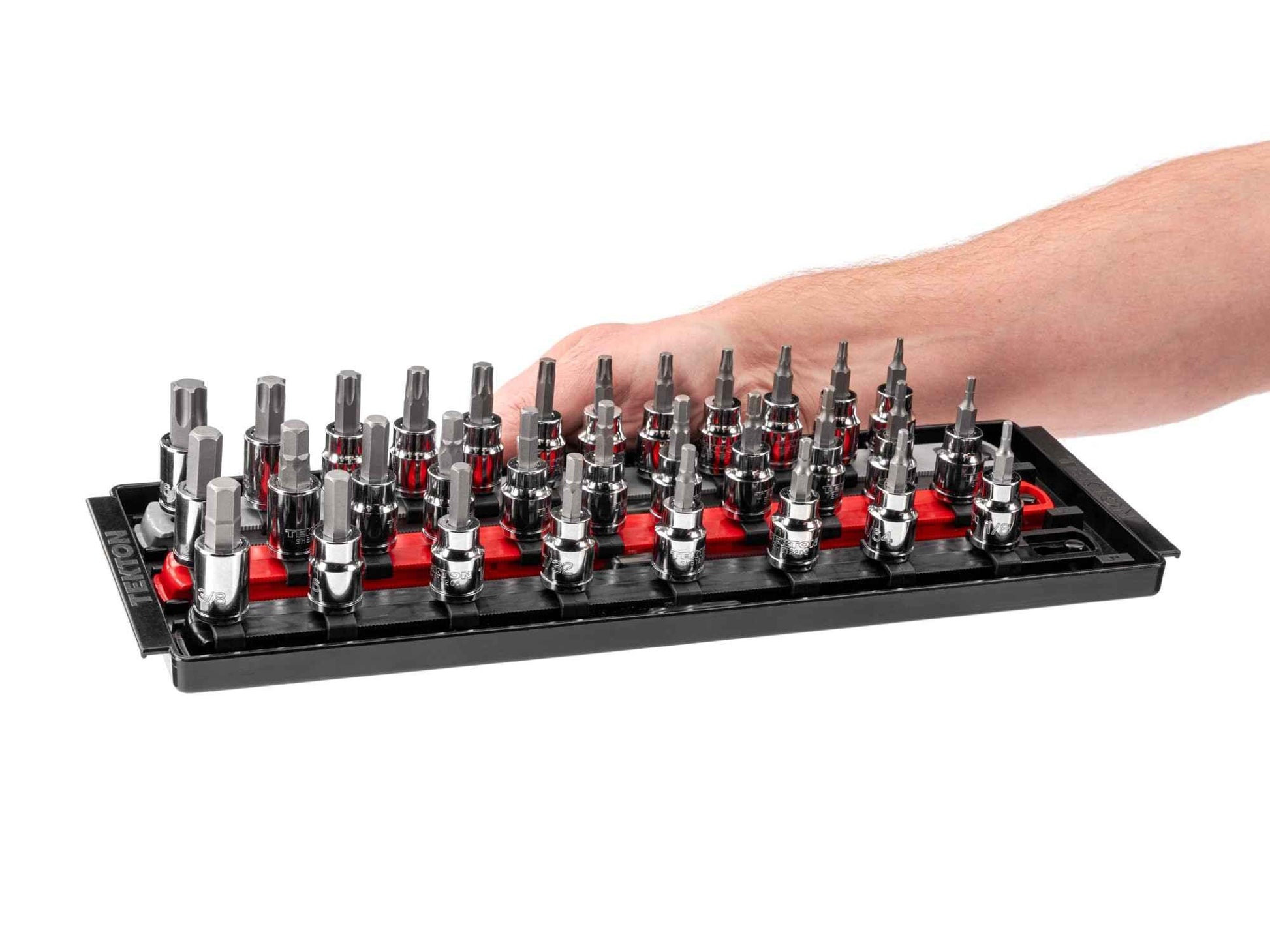 TEKTON 3/8 Inch Drive Hex and Torx Bit Socket Set with Rails and Tray, 31-Piece (1/8-3/8 in., 3-10 mm, T10-T60) | SHB91203 - Track Minded HPDE, LLC