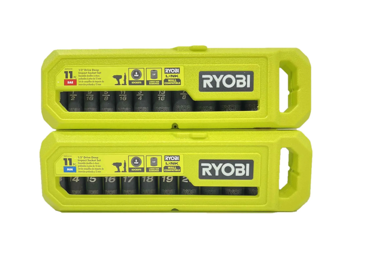 RYOBI 1/2 in SAE & Metric Deep Impact Socket Set, 6 Point (22-Piece), Black - Track Minded HPDE, LLC