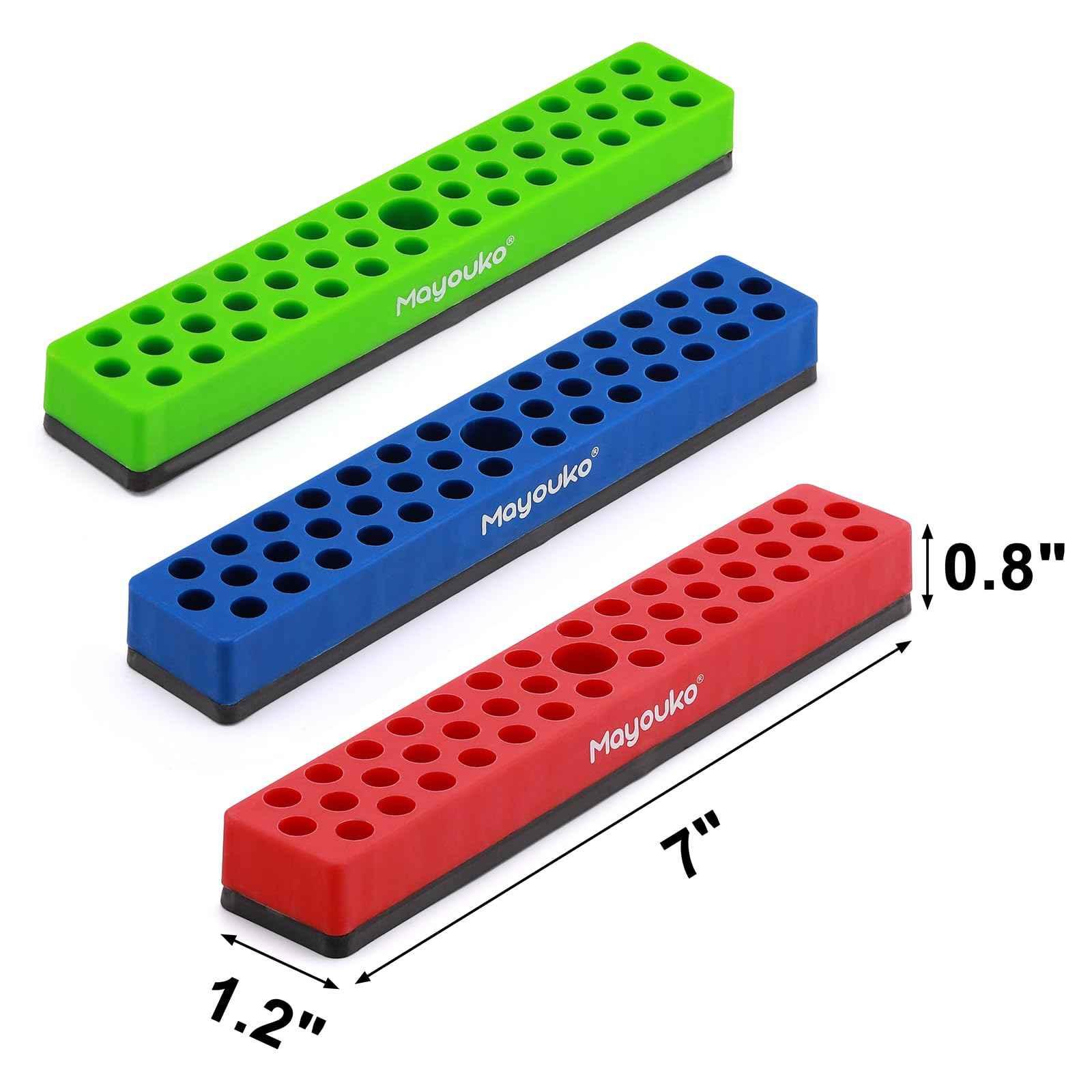 Mayouko 3PCS 1/4" Magnetic Hex Bit Holder Rack Organizer, 129 Holes, 1/4-Inch Drill Bit Holder, 3 Racks, Magnetic Bit Holder with Magnet Base for Screwdriver Bits - Track Minded HPDE, LLC