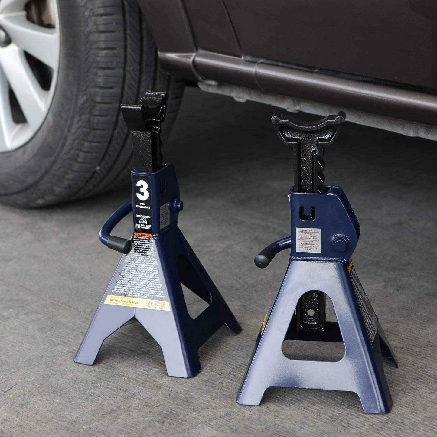 BIG RED AT43202UR Torin Steel Heavy Duty Tall High-Lifting Jack Stands for All Automotive: 6,000 lbs (3 Ton) Capacity - 1 Pair, Blue - Track Minded HPDE, LLC