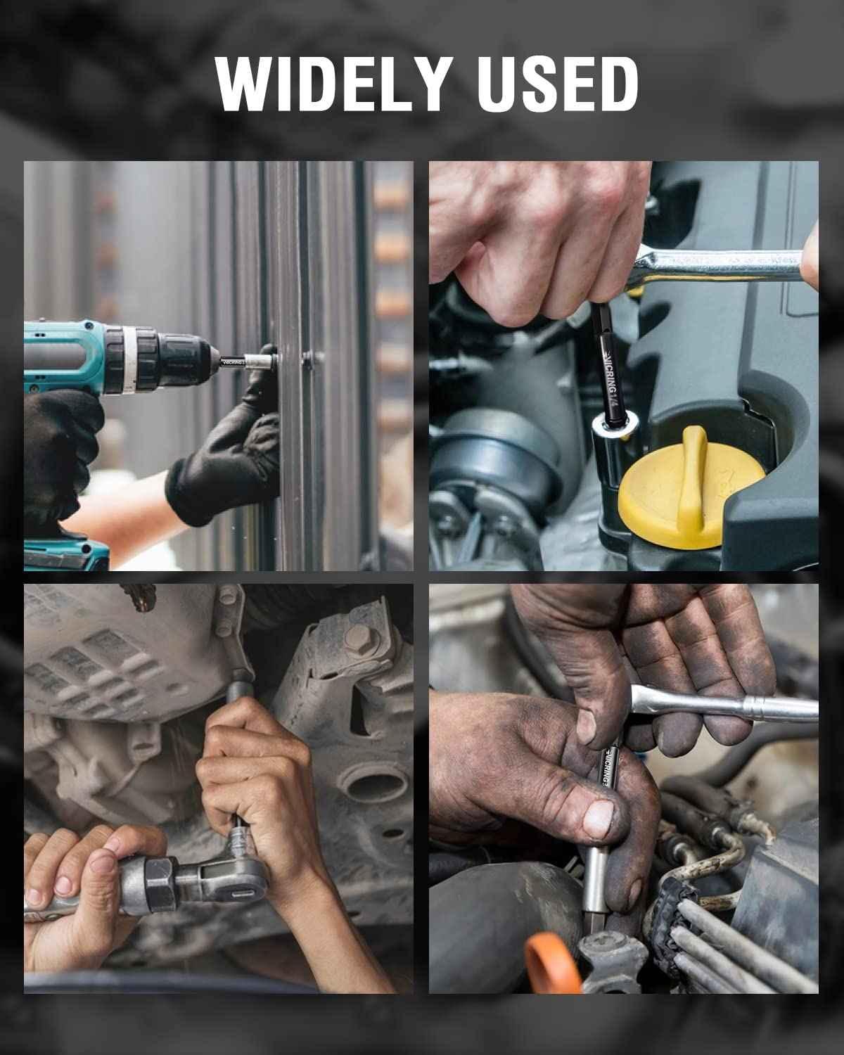 Impact Socket Adapter Set - 1/4, 3/8, 1/2 Drive Socket Adapter for Drill & Impact Wrench (6 Pcs, 3" & 6") - Track Minded HPDE, LLC