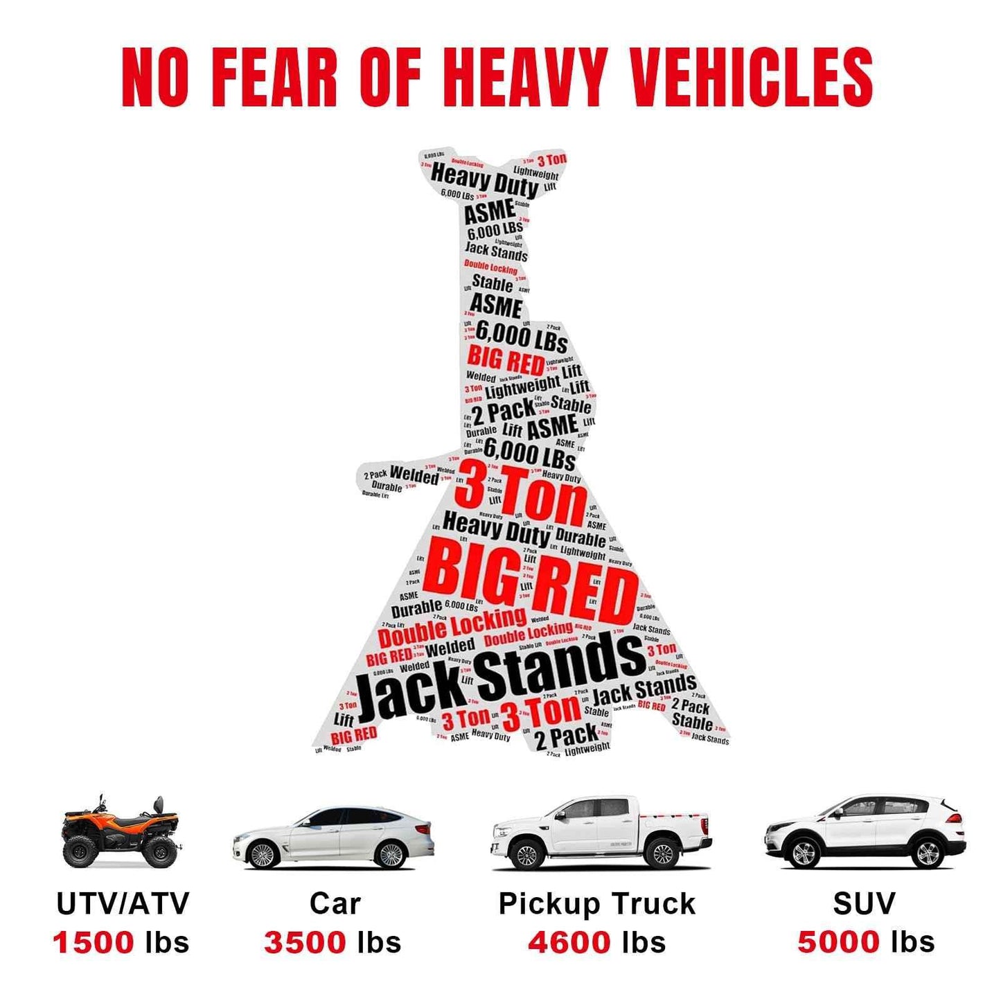 BIG RED T43202 Torin Heavy Duty Steel Jack Stands: 3 Ton (6,000 lb) Capacity Car Lifting Stand,1 Pair (Not Suitable for SUV,Truck) - Track Minded HPDE, LLC