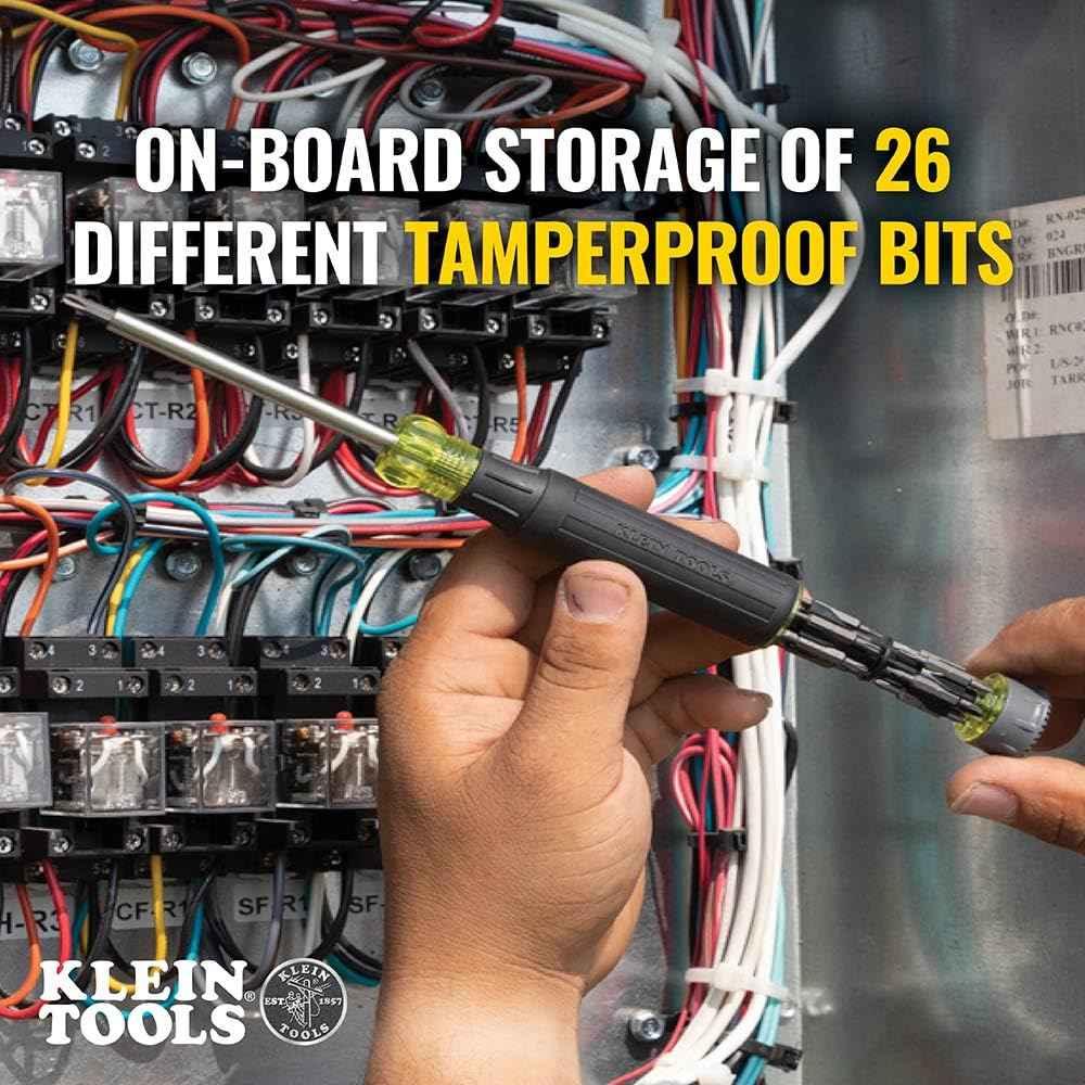 Klein Tools 32327 Precision Screwdriver Set, 27-in-1 Multi-Bit Screwdriver, Onboard Storage, Rare-Earth Magnet, Ideal for Terminal Blocks - Track Minded HPDE, LLC