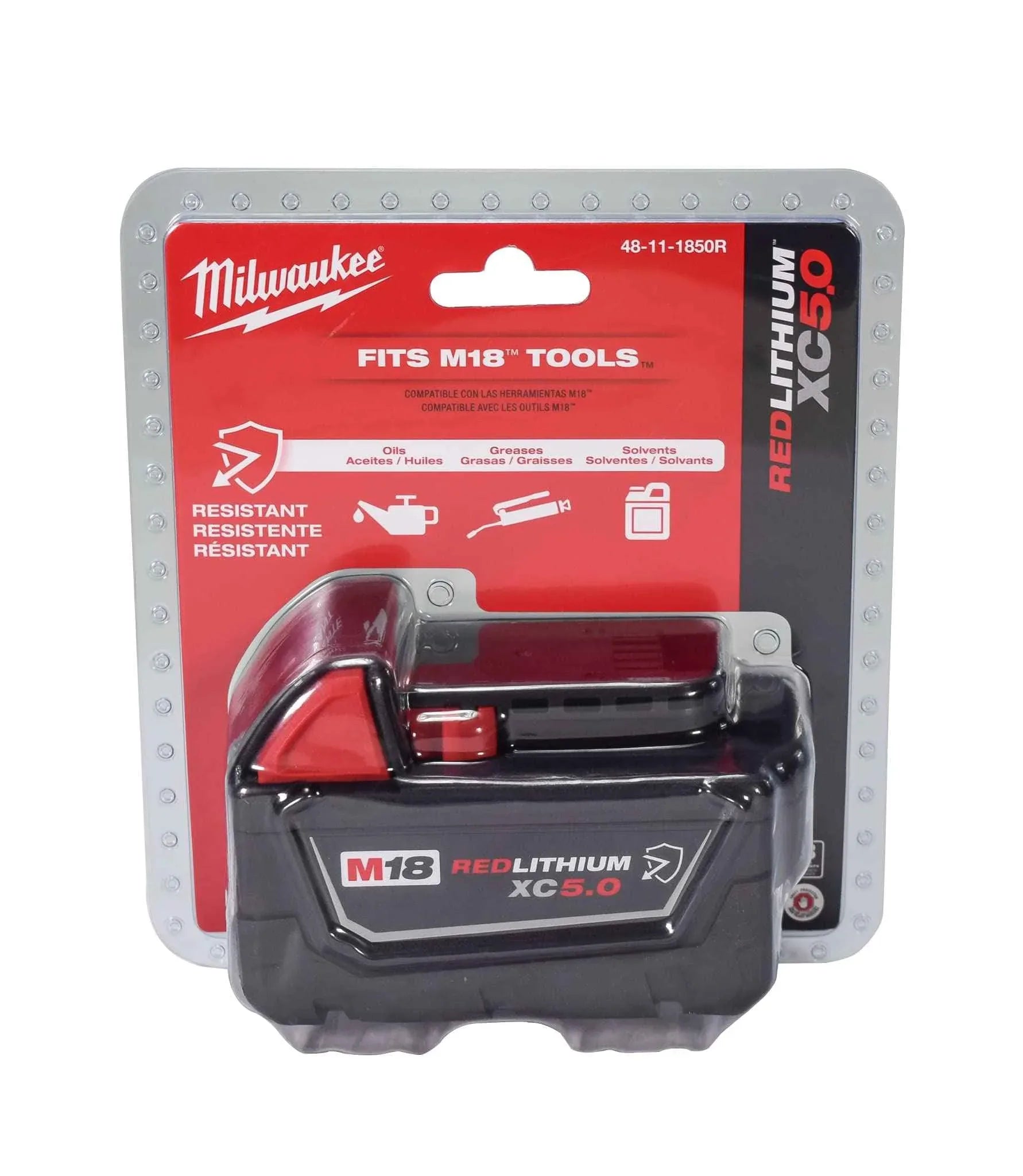 Milwaukee 48-11-1850R M18 18V 5Ah XC Extended Capacity Resistant Battery 2 Pack, (48-11-1850Rx2) - Track Minded HPDE, LLC
