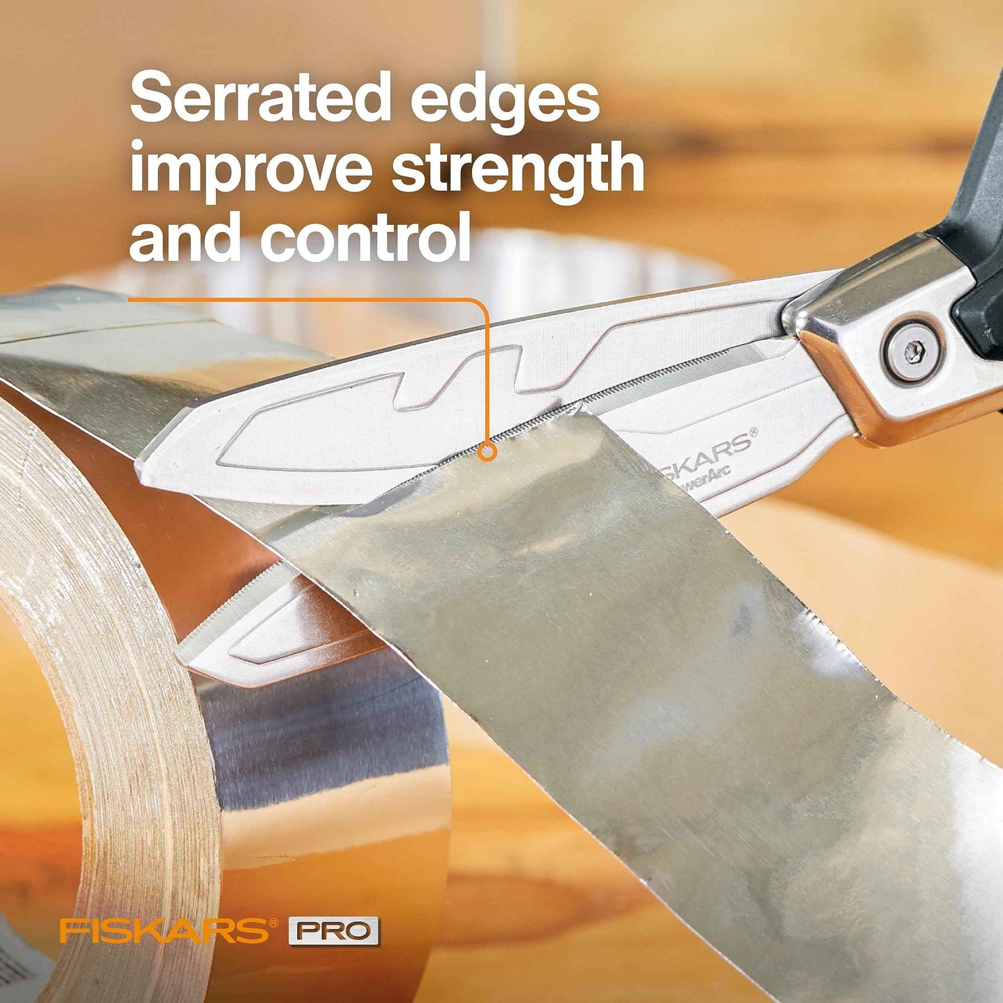 Fiskars Pro PowerArc Shop Shears, Heavy Duty Stainless Steel Scissor, Industrial Grade Tool for Building and Construction, 10 in, Orange/Black - Track Minded HPDE, LLC