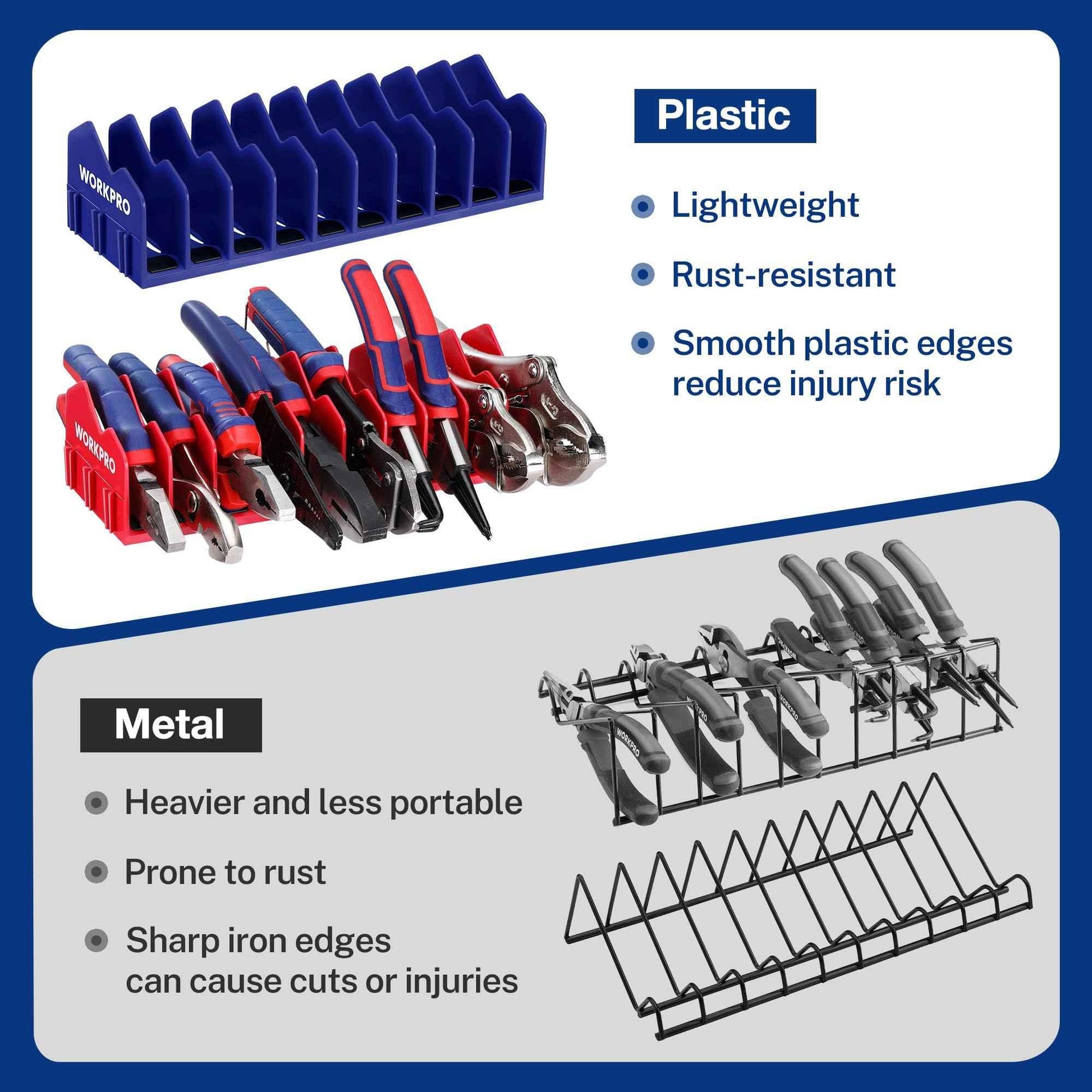 WORKPRO 2-Pack Plier Organizer Rack, Pliers Holder and Cutter Organizers with Non-Slip Rubber Base, 20-Slot Tool Box Organizer, Tool Drawer Organizer, Tool Storage, Plier Rack (Pliers Not Included) - Track Minded HPDE, LLC