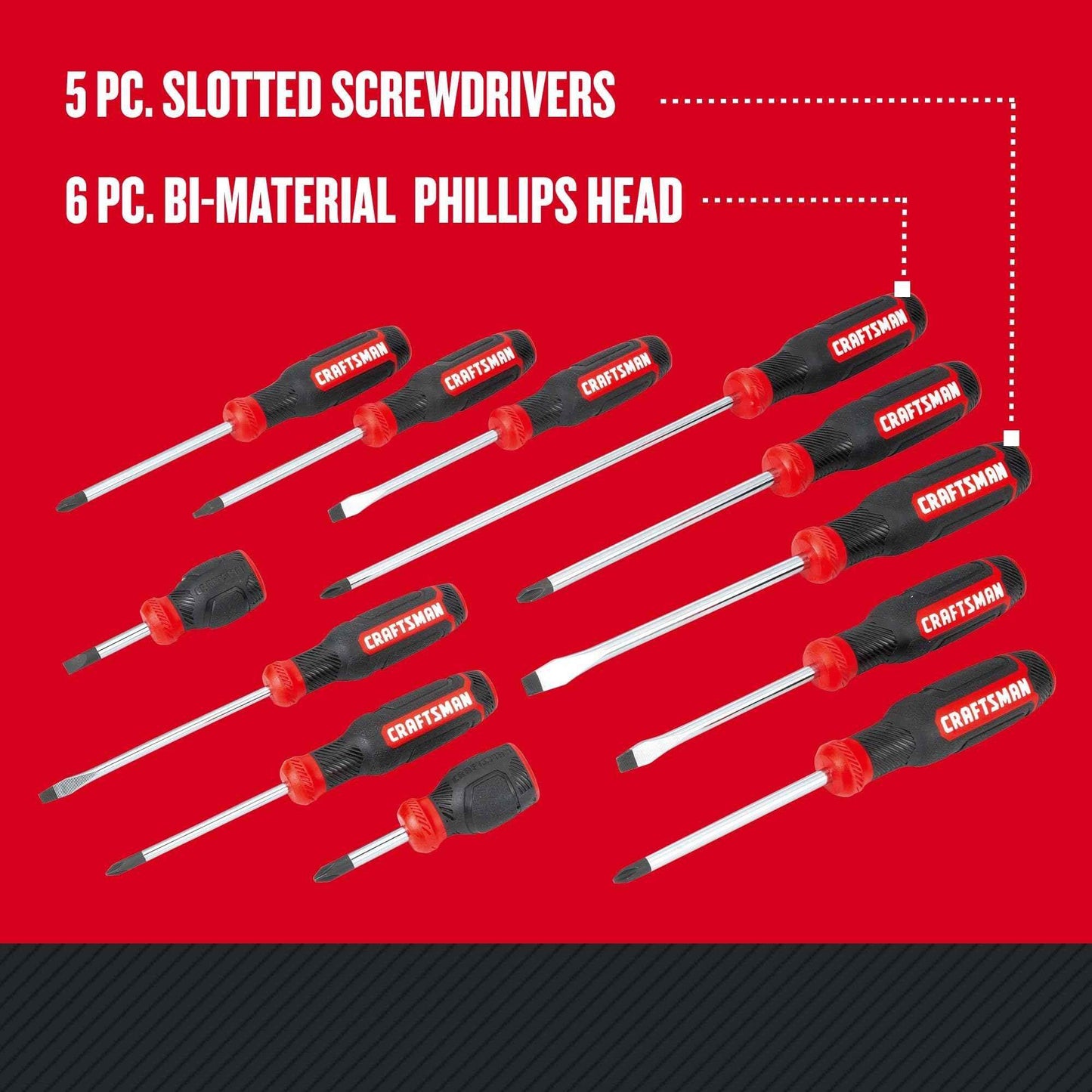 CRAFTSMAN Bi-Material Assorted Screwdriver Master Set, 12 Piece (CMHT65301) - Track Minded HPDE, LLC