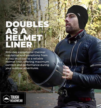 Tough Headwear Thermal Helmet Liner Skull Caps for Men - Winter Running Beanie, Helmet Cap & Cycling Caps for Running, Skiing, Winter Sports Black - Track Minded HPDE, LLC