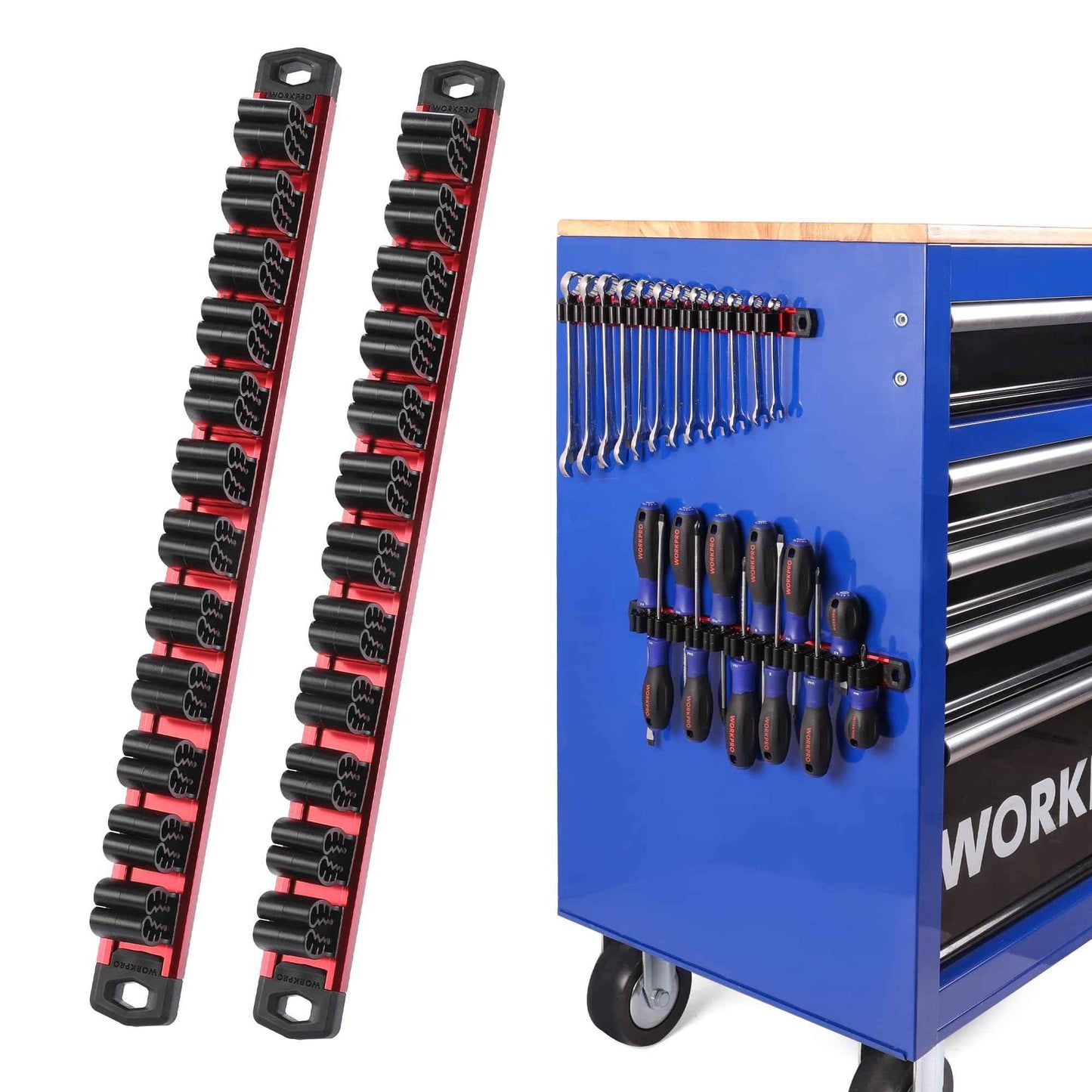 WORKPRO Magnetic Screwdriver Organizer and Wrench Organizer, Aluminum Rail Magnetic Tool Organizer, Tool Holder, Toolbox Organization, 24-Slot Screwdriver and Wrench Holder (Tools not Included) - Track Minded HPDE, LLC