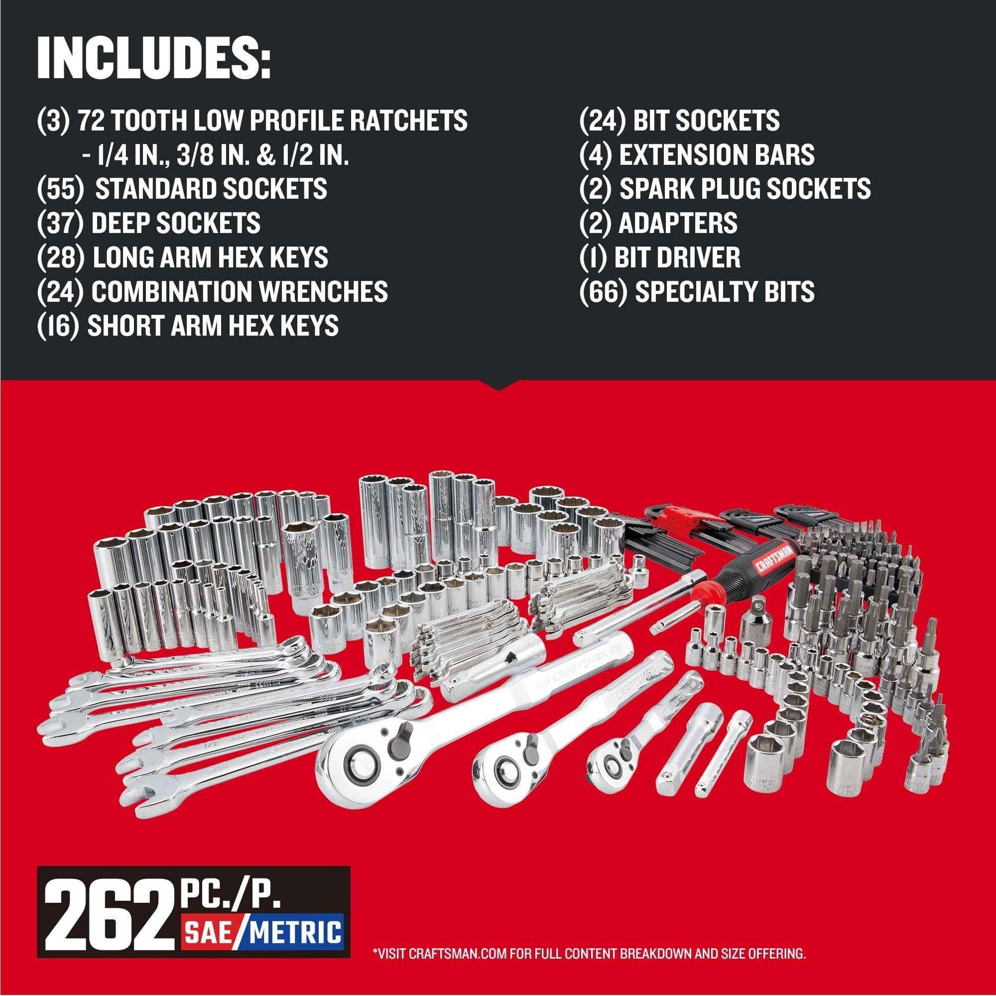 Craftsman 262-Piece Mechanic Tool Set with 3-Drawer VERSASTACK Tool Box, SAE and Metric Socket Set with Combination Wrenches and Spark Plug Sockets (CMMT45309) - Track Minded HPDE, LLC