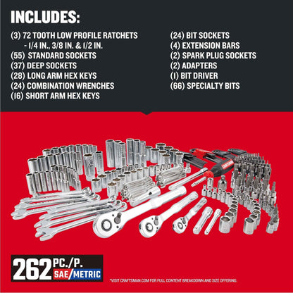 Craftsman 262-Piece Mechanic Tool Set with 3-Drawer VERSASTACK Tool Box, SAE and Metric Socket Set with Combination Wrenches and Spark Plug Sockets (CMMT45309) - Track Minded HPDE, LLC