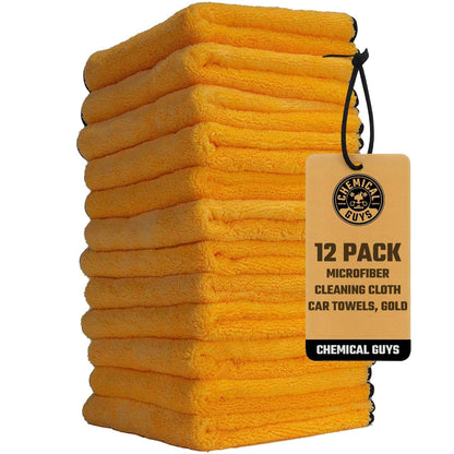Chemical Guys MIC_506_12 Professional Grade Premium Microfiber Towels, Gold (16 Inch x 16 Inch) (Pack of 12) - Safe for Car Wash, Home Cleaning & Pet Drying Cloths - Track Minded HPDE, LLC