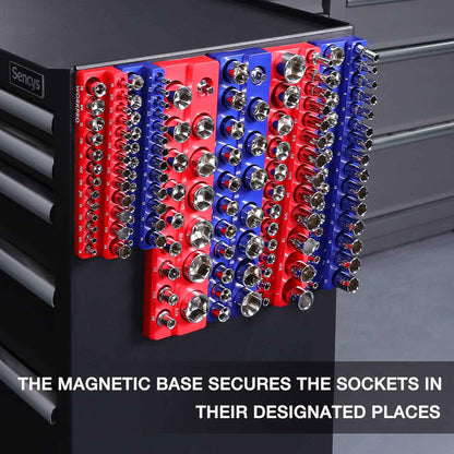 WORKPRO Magnetic Socket Organizer Set, 6-Piece Socket Holder Set Includes 1/4", 3/8", 1/2" Drive Metric SAE Socket Trays, Holds 143 Pieces Sockets, Christmas Gift for Men(Socket not Included) - Track Minded HPDE, LLC