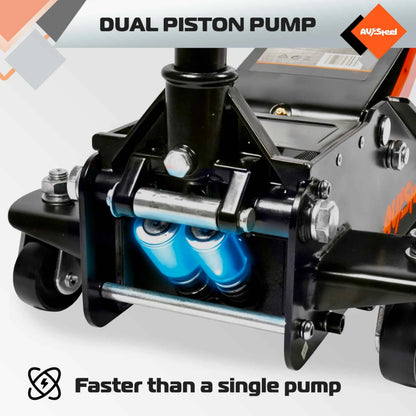 AV Steel Low Profile Floor Jack 3 Ton (6600 lbs), Heavy Duty Hydraulic Jack for Car, Heavy-Duty Floor Jack with Dual Pistons Quick Lift Pump, Car Floor Jack with Lifting Range 3-1/8'' to 19-7/8'' - Track Minded HPDE, LLC