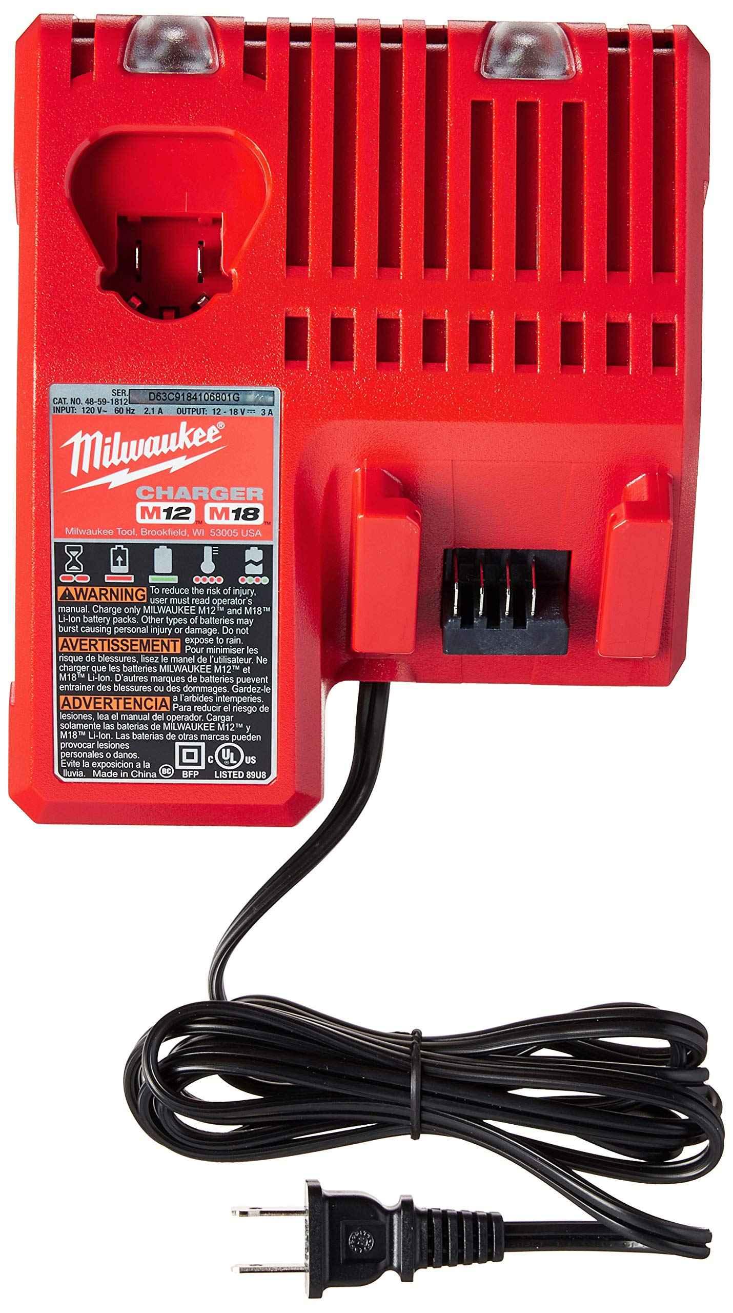 Milwaukee 48-59-1850 M18 RED LITHIUM XC 5.0 Ah Batteries (2) + 48-59-1812 M12 and M18 Multi Voltage Charger kit - Track Minded HPDE, LLC