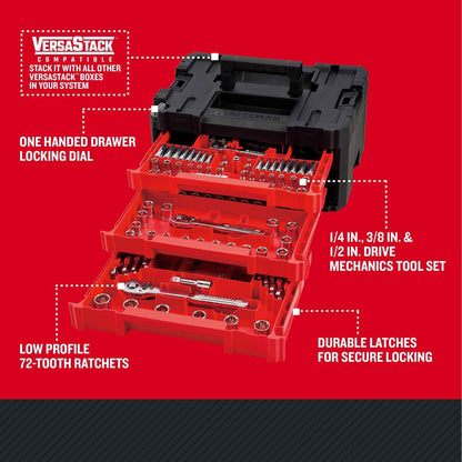 Craftsman Socket Set with Case VERSASTACK 230 Pcs Mechanics Tool Set, 1/4 in, 3/8 in, and 1/2 Drive, Standard and Deep Socket Set, Short and Long Arm Hex Keys (CMMT45306) - Track Minded HPDE, LLC