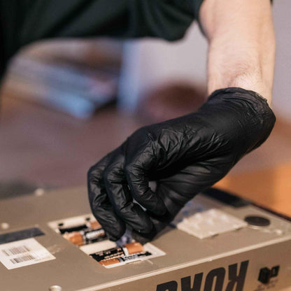 GLOVEWORKS Black Disposable Nitrile Industrial Gloves, 5 Mil, Latex & Powder-Free, Food-Safe, Textured, X-Large, Box of 100 - Track Minded HPDE, LLC