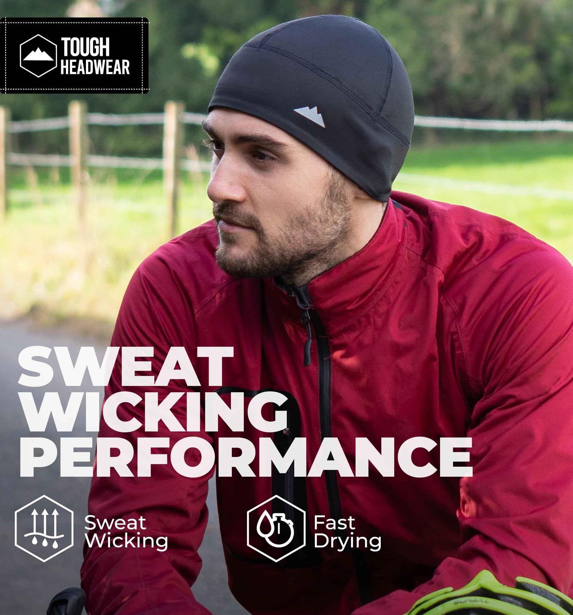 Tough Headwear Skull Cap for Men - Beanie Hats - Skullcap - Skully Beanie Cap - Cooling Skull Caps for Men Locs Sweat Dreads Running - Sweat Wicking Lightweight Helmet Liner - Track Minded HPDE, LLC