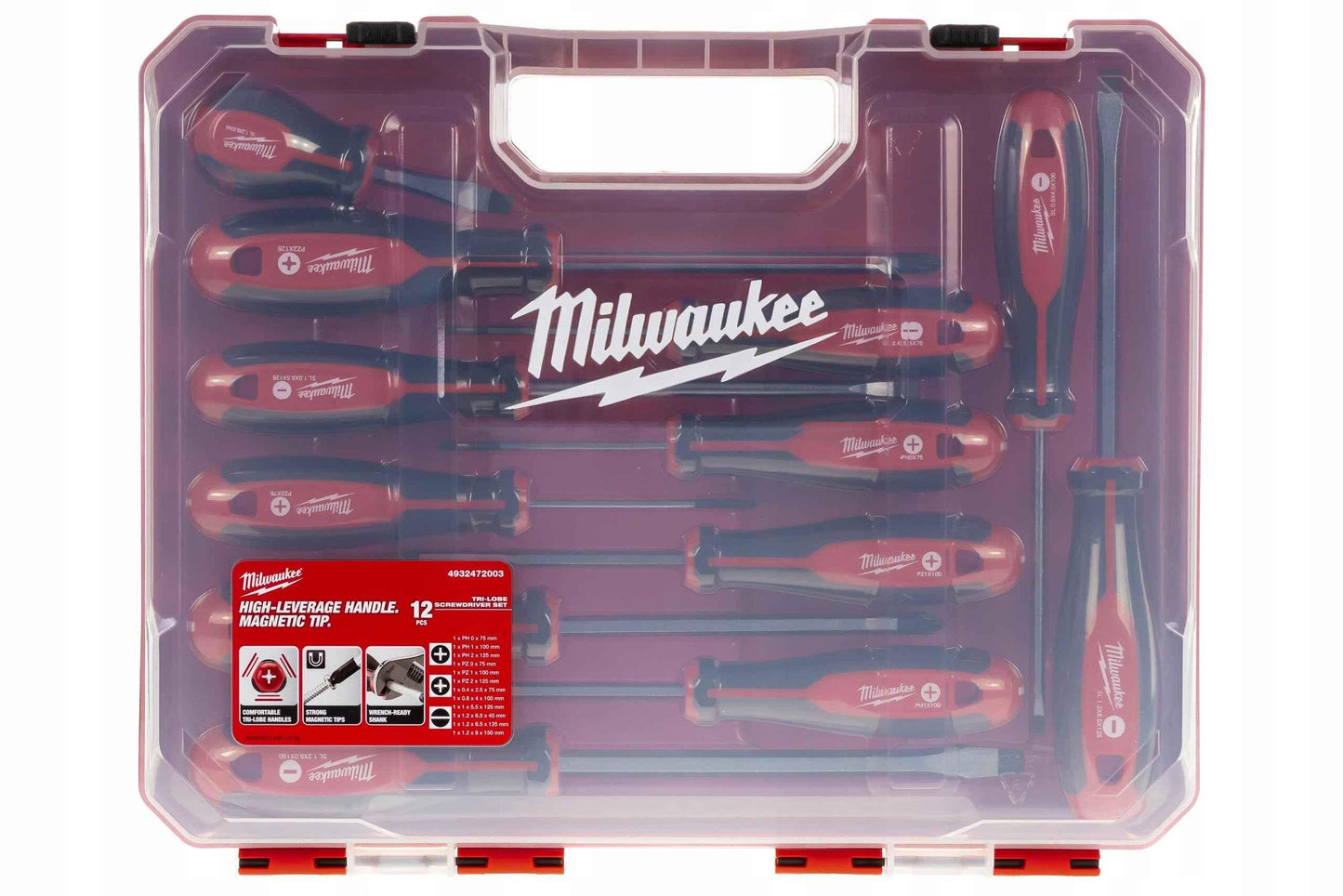 Milwaukee Set of 12 Tri-Lobe Screwdrivers 4932472003,Red - Track Minded HPDE, LLC
