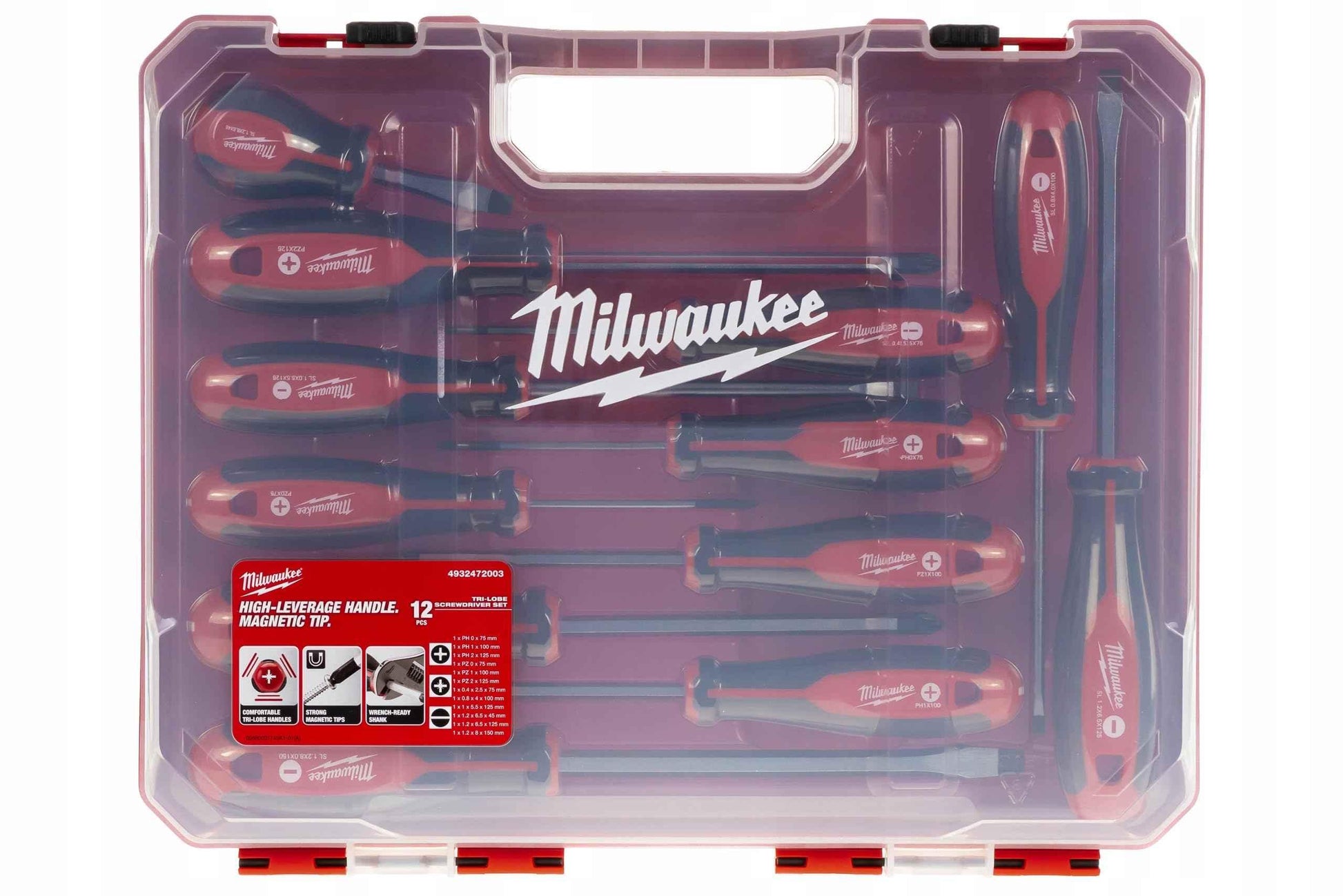 Milwaukee Set of 12 Tri-Lobe Screwdrivers 4932472003,Red - Track Minded HPDE, LLC