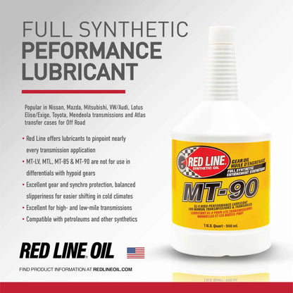 Red Line 50304 MT-90 75W-90 GL-4 Manual Transmission and Transaxle Lubricant (MTL)- 1 Quart - Track Minded HPDE, LLC
