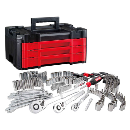 Craftsman Socket Set with Case VERSASTACK 230 Pcs Mechanics Tool Set, 1/4 in, 3/8 in, and 1/2 Drive, Standard and Deep Socket Set, Short and Long Arm Hex Keys (CMMT45306) - Track Minded HPDE, LLC