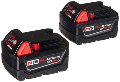 Milwaukee 48-59-1850 M18 RED LITHIUM XC 5.0 Ah Batteries (2) + 48-59-1812 M12 and M18 Multi Voltage Charger kit - Track Minded HPDE, LLC