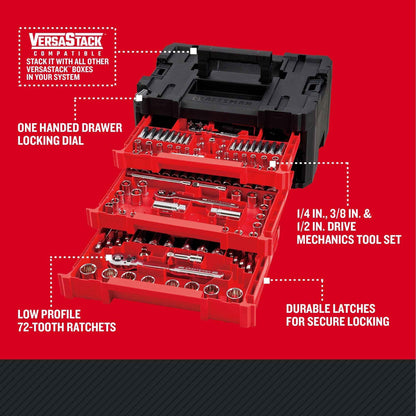 Craftsman 262-Piece Mechanic Tool Set with 3-Drawer VERSASTACK Tool Box, SAE and Metric Socket Set with Combination Wrenches and Spark Plug Sockets (CMMT45309) - Track Minded HPDE, LLC