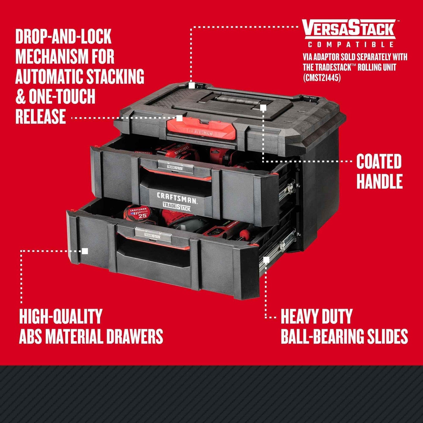CRAFTSMAN TRADESTACK Tool Box, Tool Organizer, Drawer Unit (CMST21404) - Track Minded HPDE, LLC