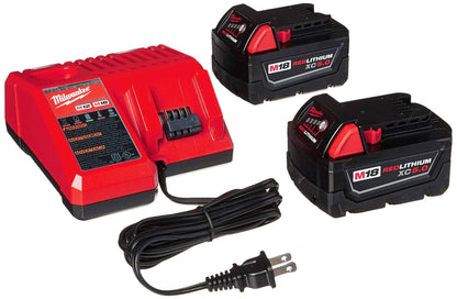 Milwaukee 48-59-1850 M18 RED LITHIUM XC 5.0 Ah Batteries (2) + 48-59-1812 M12 and M18 Multi Voltage Charger kit - Track Minded HPDE, LLC