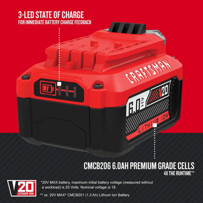 CRAFTSMAN V20 6Ah Lithium Ion Power Tool Battery (CMCB206) - Track Minded HPDE, LLC