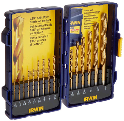 Irwin Tools 4935607 Titanium Nitride Coated High-Speed Steel Drill Bit Set, Pro Case, 15-Piece - Track Minded HPDE, LLC