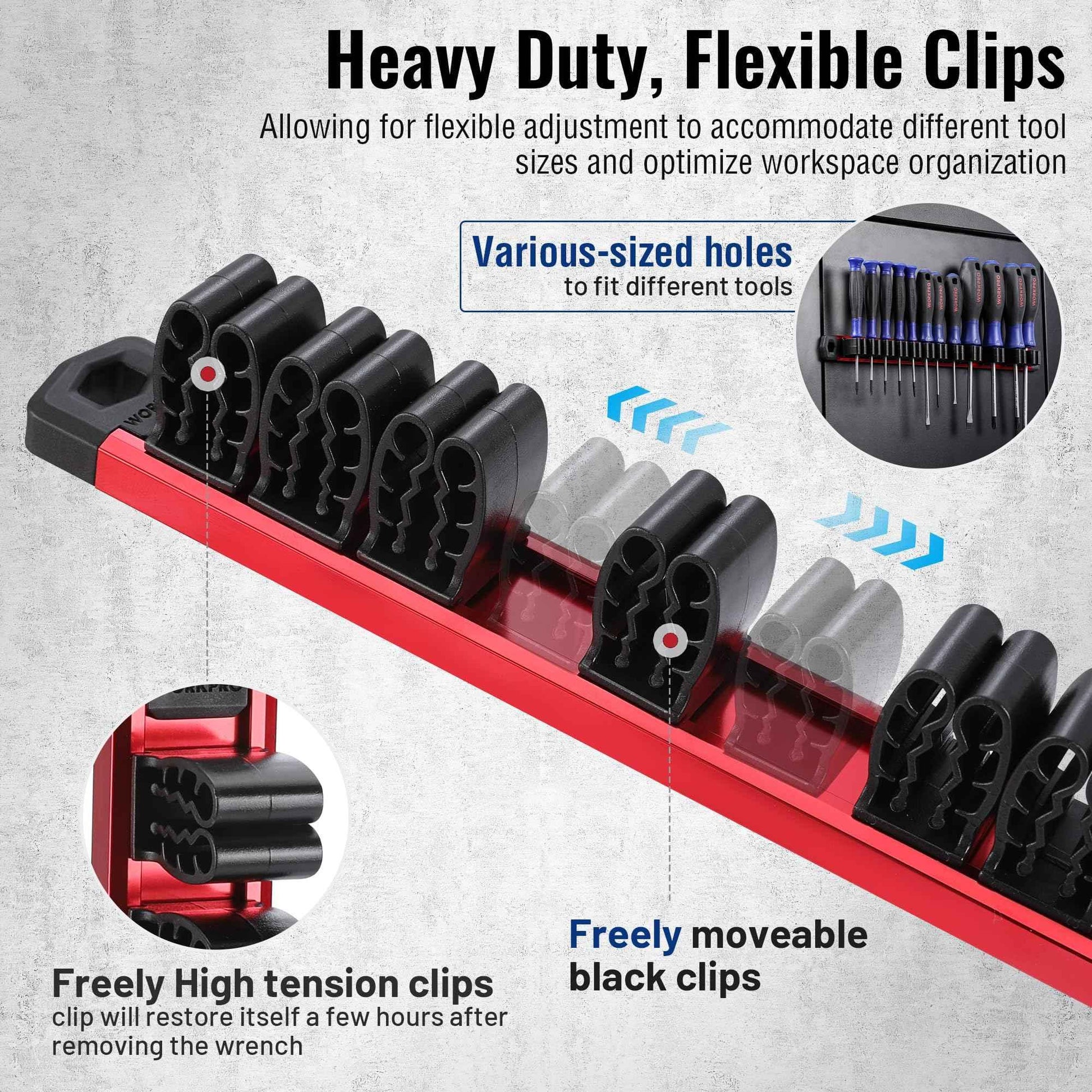 WORKPRO Magnetic Screwdriver Organizer and Wrench Organizer, Aluminum Rail Magnetic Tool Organizer, Tool Holder, Toolbox Organization, 36-Slot Screwdriver and Wrench Holder (Tools not Included) - Track Minded HPDE, LLC