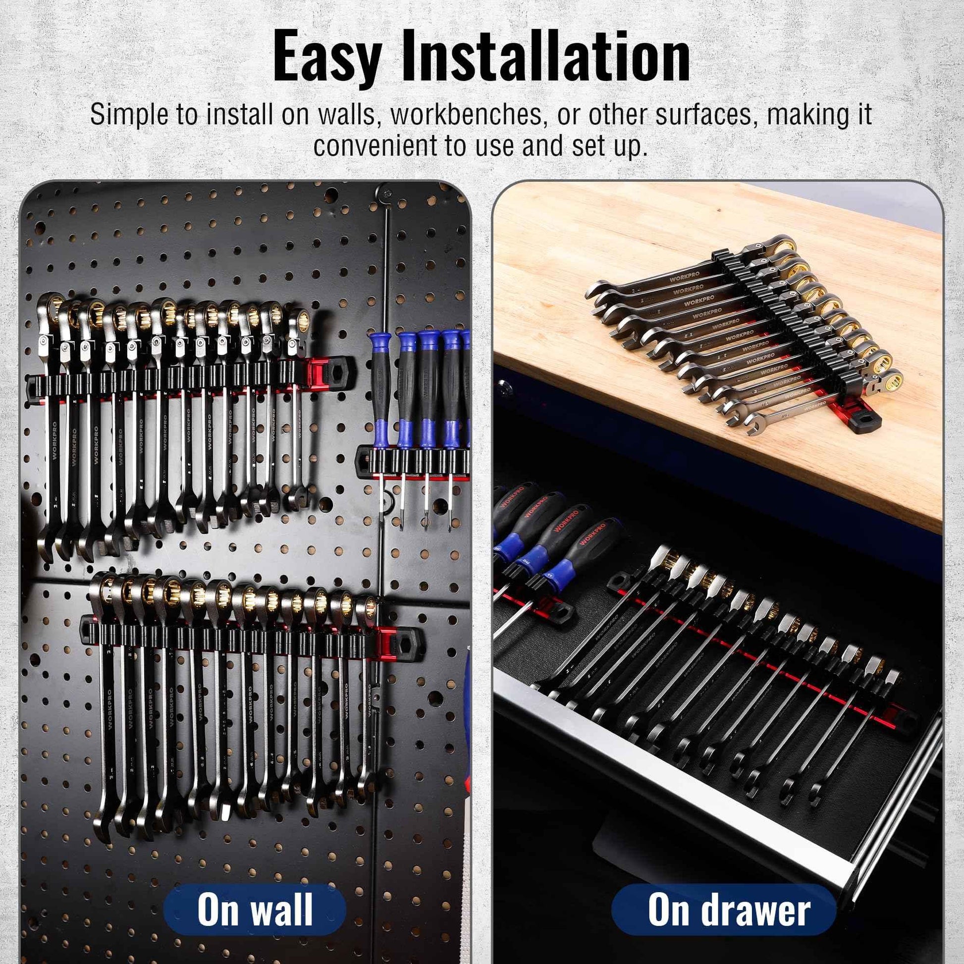 WORKPRO Magnetic Screwdriver Organizer and Wrench Organizer, Aluminum Rail Magnetic Tool Organizer, Tool Holder, Toolbox Organization, 36-Slot Screwdriver and Wrench Holder (Tools not Included) - Track Minded HPDE, LLC